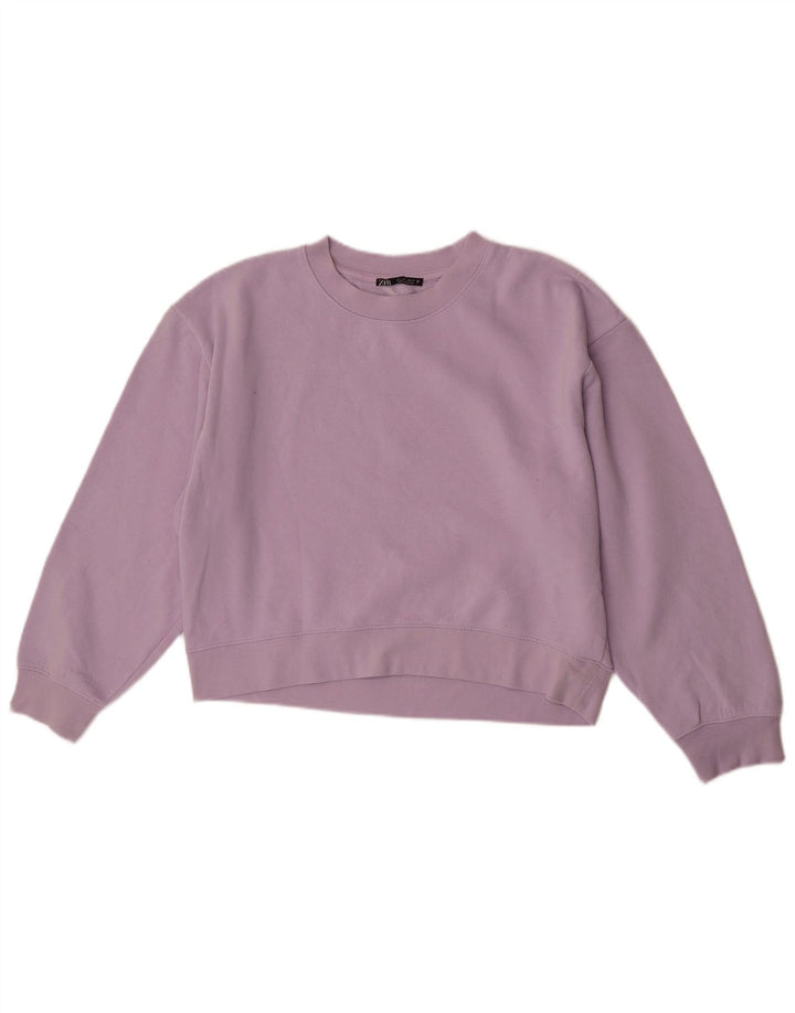 Zara Womens Crop Sweatshirt Jumper UK 16 Large Purple Polyester