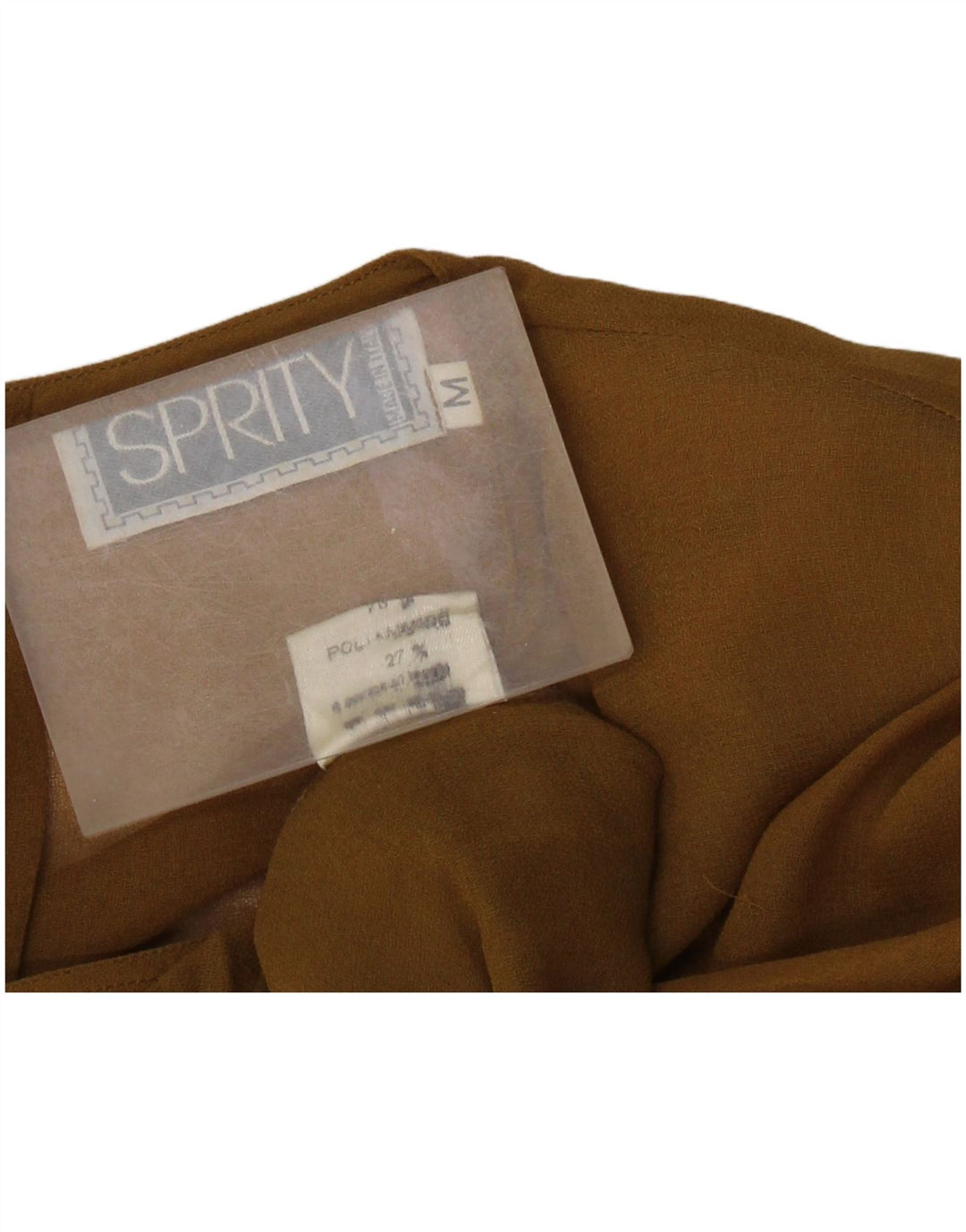 VINTAGE Womens Long Sleeve Blouse Top UK 14 Medium Brown Polyamide