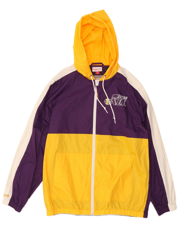 Mitchell & Ness Mens Graphic Rain Jacket UK 40 Large Purple Colourblock