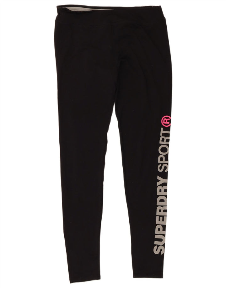 SUPERDRY Womens Graphic Leggings UK 10 Small  Black