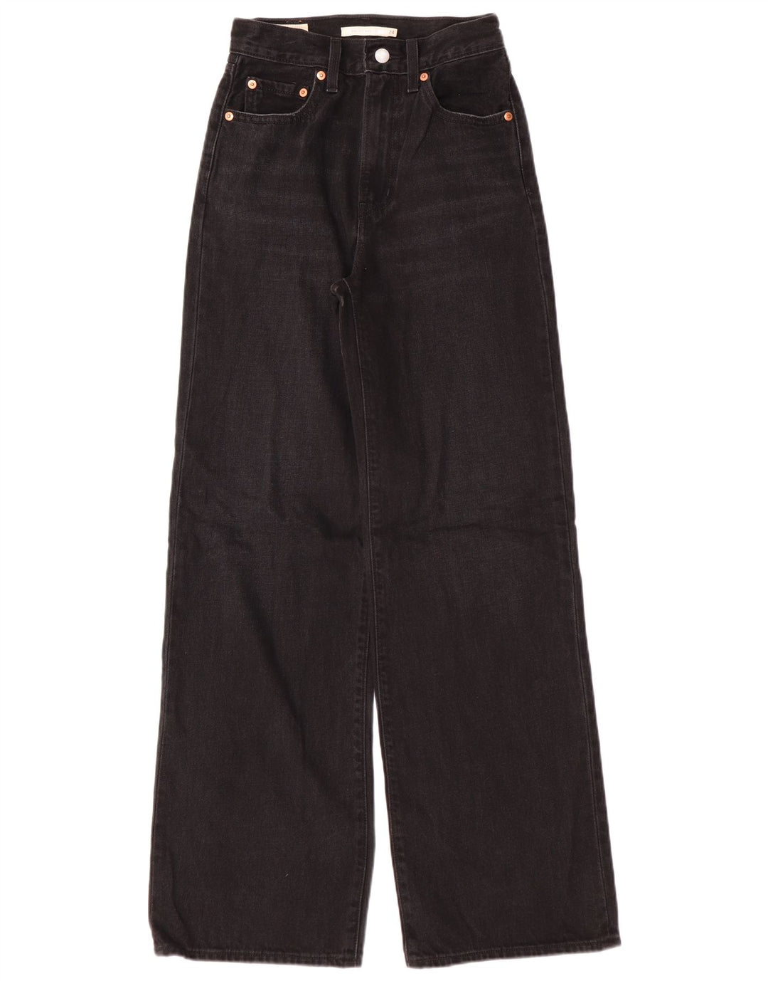 Levi's Womens High Waist Wide Leg Jeans W24 L32 Black Cotton Classic