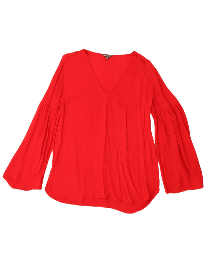 Massimo Dutti Womens Long Sleeve Blouse Top EU 38 Small Red Viscose