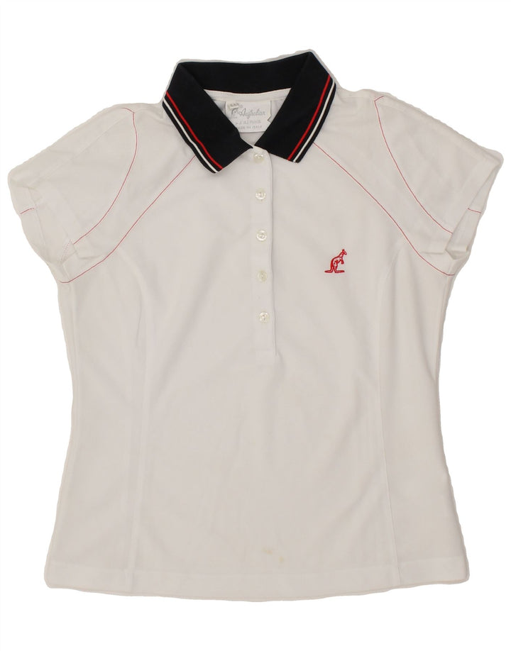 AUSTRALIAN L'ALPINA Womens Polo Shirt IT 44 Medium White Vintage AUSTRALIAN L'ALPINA and Second-Hand AUSTRALIAN L'ALPINA from Messina Hembry 