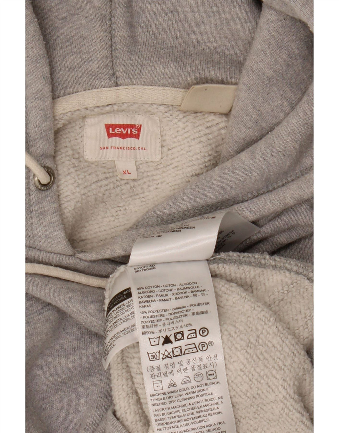 Levi's Mens Hoodie Jumper XL Grey Cotton