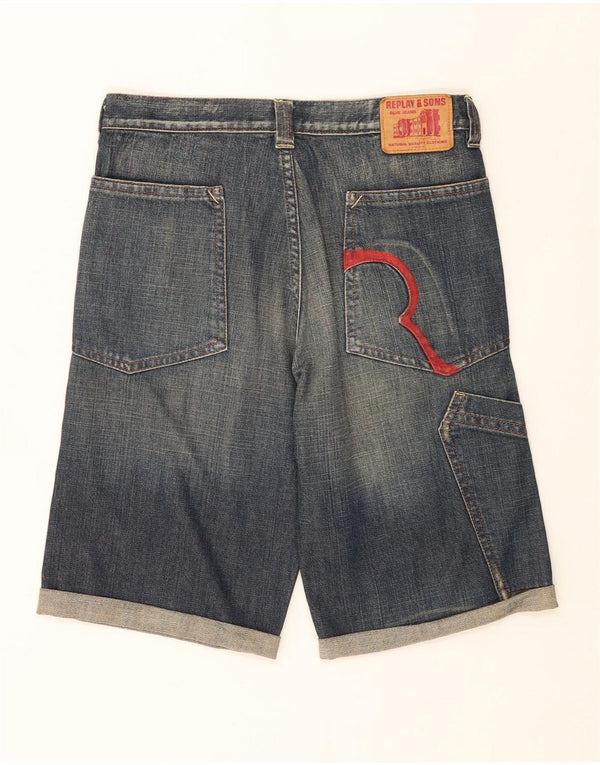 REPLAY Boys Denim Shorts 11-12 Years W29  Navy Blue Cotton