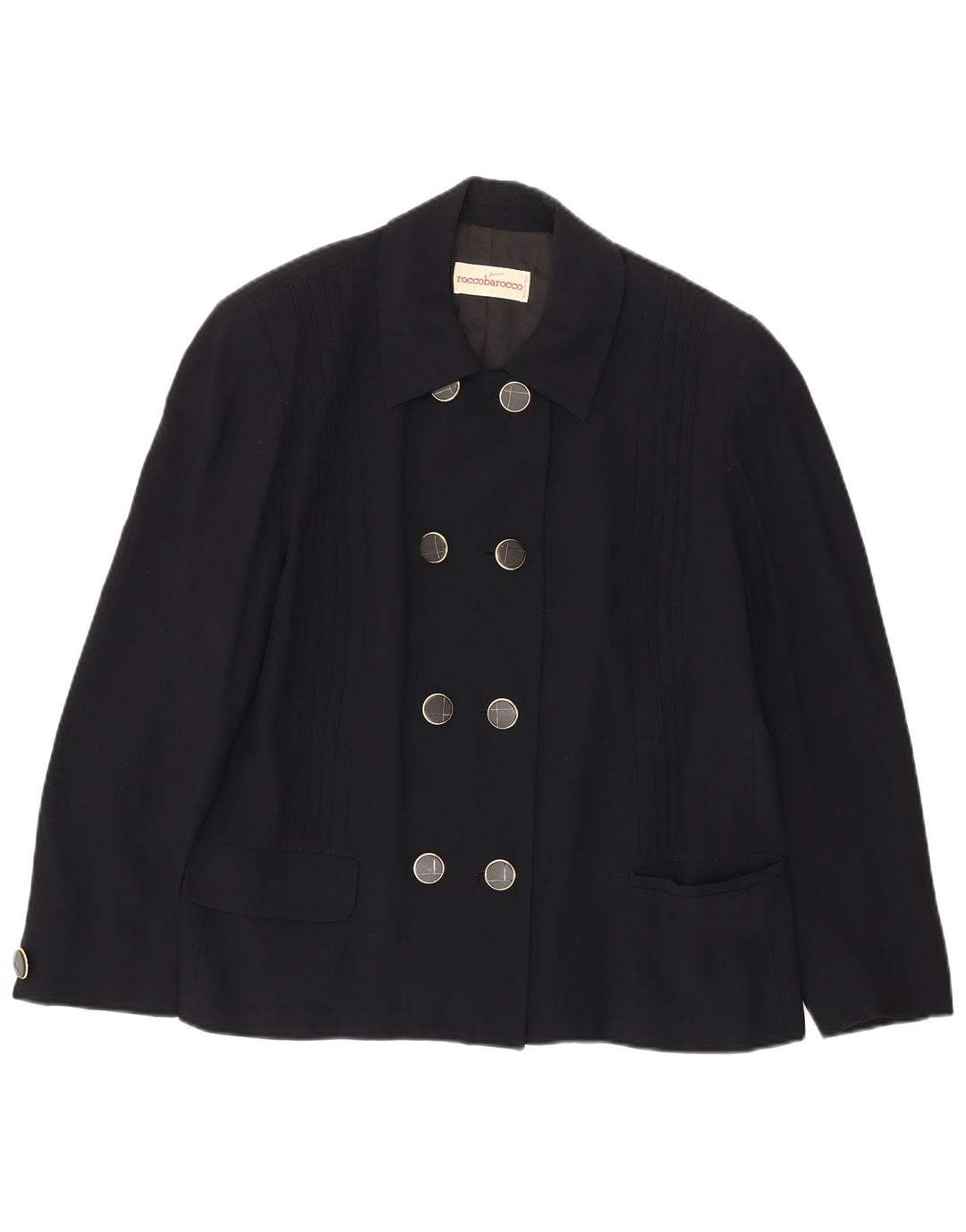 Roccobarocco Womens Double Breasted Blazer Jacket UK 18 XL Navy Blue
