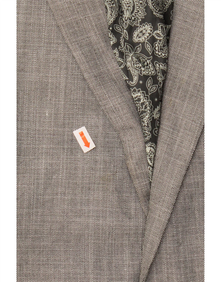 Chaps Mens 2 Button Blazer Jacket UK 40 Large Grey Chevron Polyester
