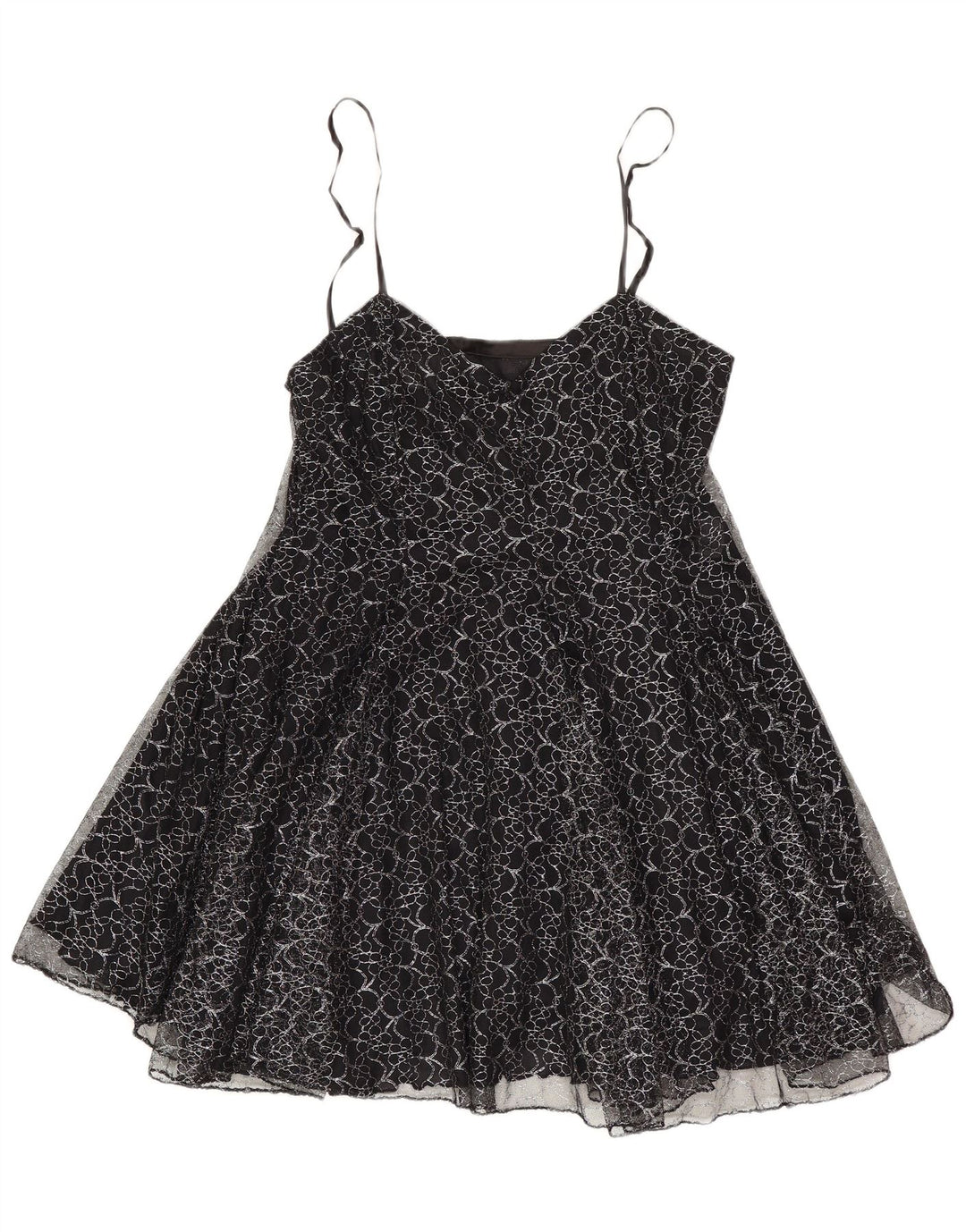 Vintage Womens Tutu Dress UK 8 Small Black Floral Polyester