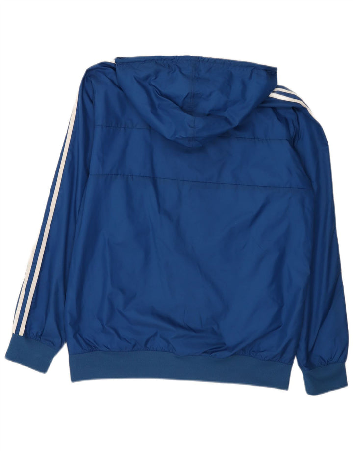 Adidas Mens Hooded Rain Jacket UK 38 Medium Blue Colourblock Nylon