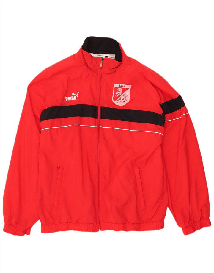 PUMA Mens Graphic Tracksuit Top Jacket Large Red Polyester