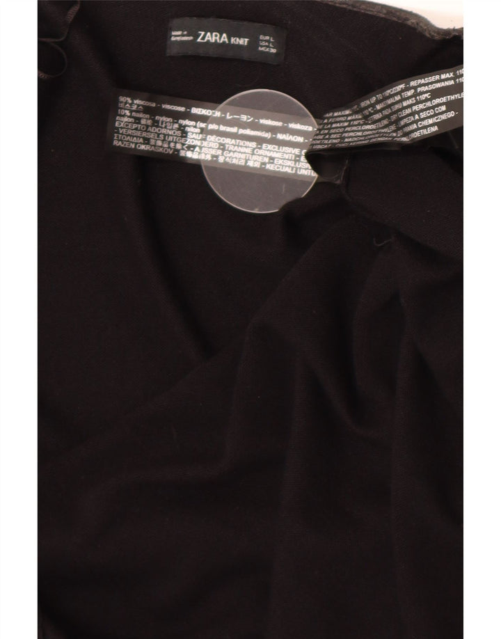 Zara Womens Top Long Sleeve UK 14 Large Black Viscose