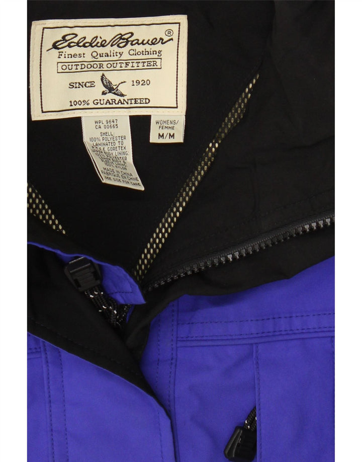 Eddie Bauer Womens Hooded Utility Jacket UK 14 Medium Blue Polyester