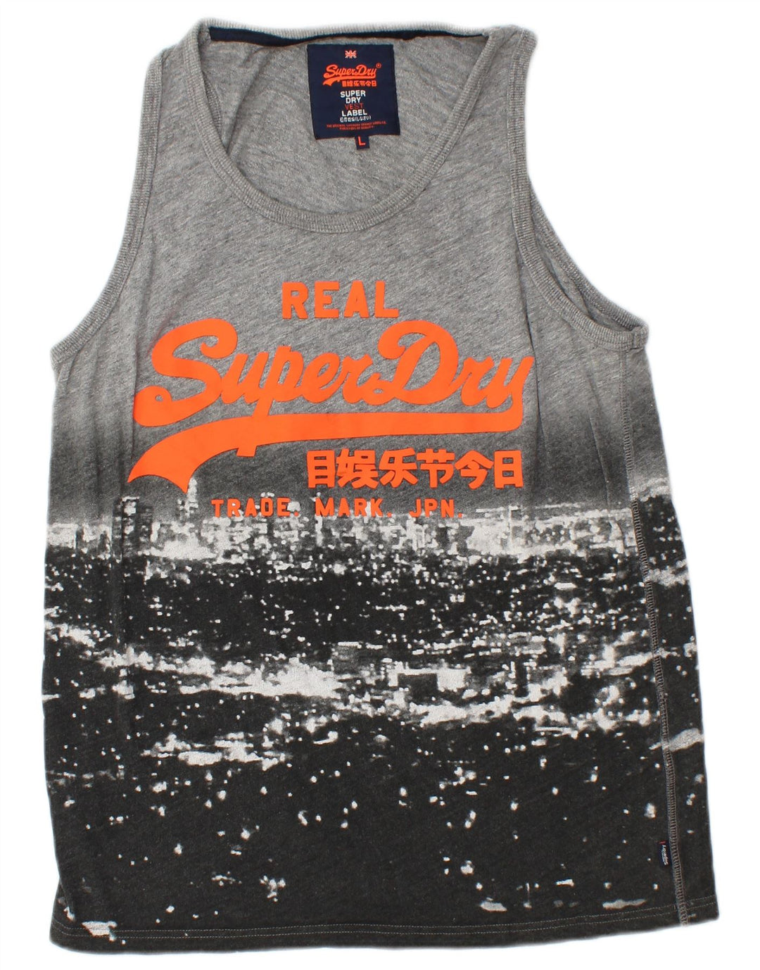 SUPERDRY Mens Graphic Vest Top Large Grey Colourblock