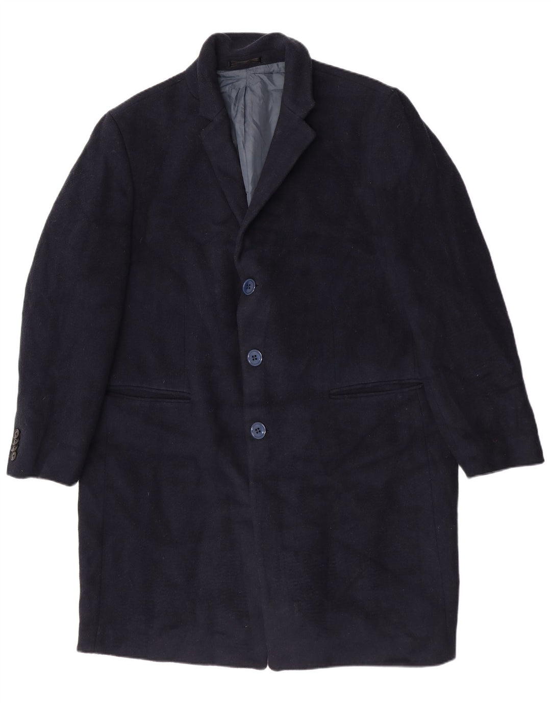 Marks & Spencer Mens Overcoat UK 46 3XL Navy Blue Polyester