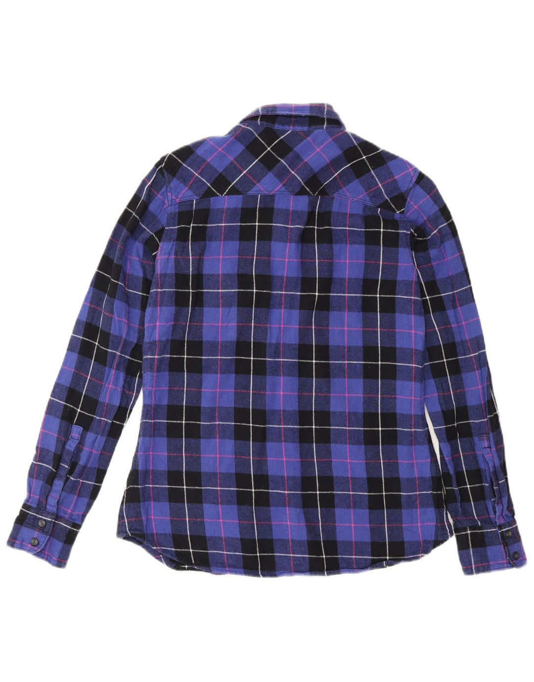 Eddie Bauer Womens Flannel Shirt UK 10 Small Purple Check Cotton