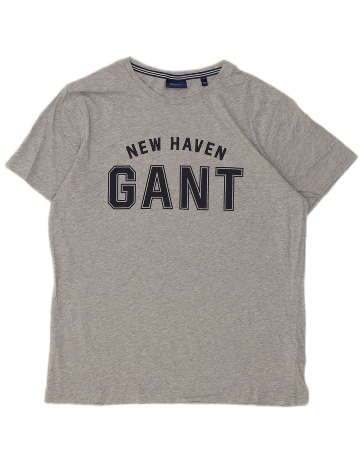 Gant Mens Graphic T-Shirt Top Large Grey Cotton