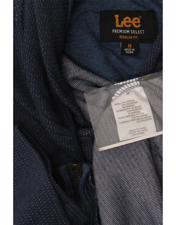 LEE Mens Regular Fit Zip Hoodie Sweater Medium Navy Blue Spotted Cotton