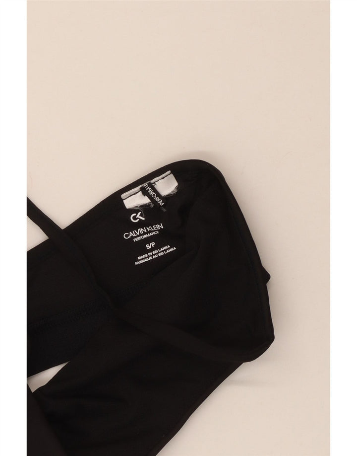 CALVIN KLEIN Womens Graphic Sport Bra Top UK 8 Small Black