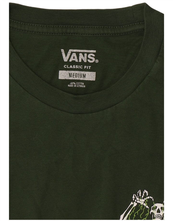 VANS Mens Classic Fit Graphic T-Shirt Top Medium Green Cotton
