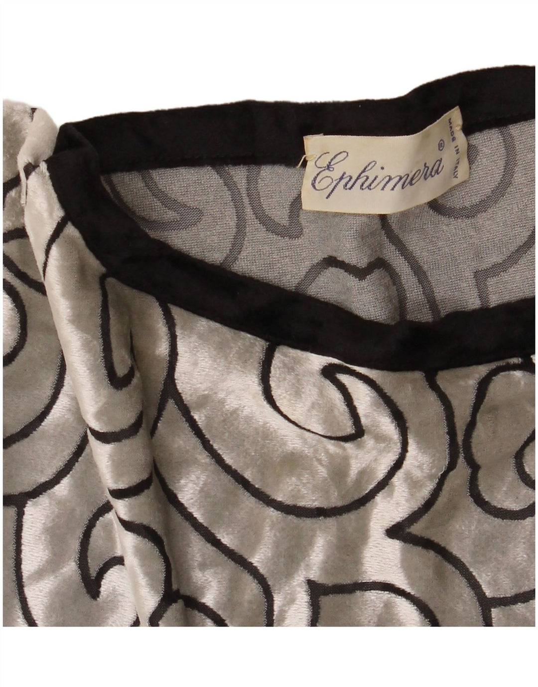 VINTAGE Womens Batwing Velvet Tunic Top UK 22 3XL Silver Geometric Viscose