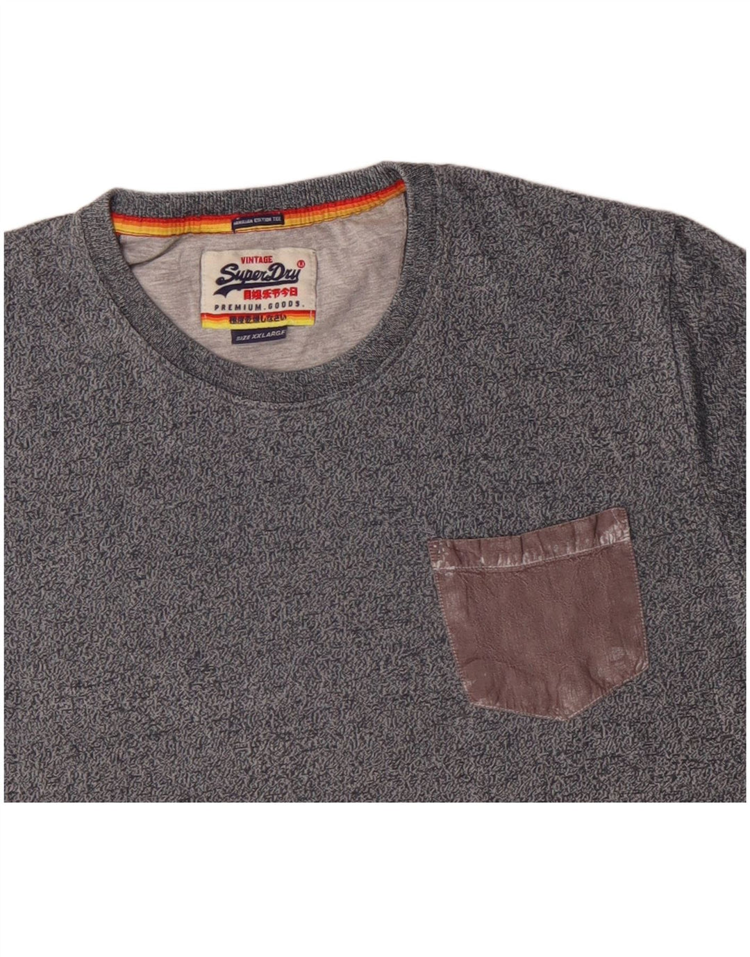SUPERDRY Mens T-Shirt Top 2XL Grey Flecked Cotton