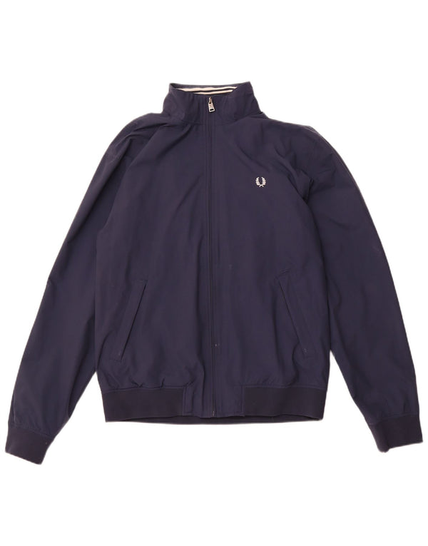 FRED PERRY Mens Bomber Jacket UK 38 Medium Navy Blue Polyamide