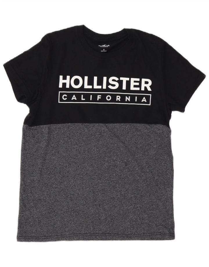 HOLLISTER Mens Graphic T-Shirt Top Small Black Colourblock
