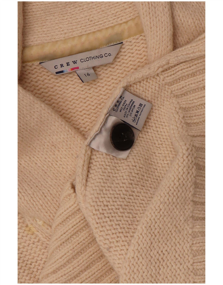 CREW CLOTHING Womens Cardigan Sweater UK 16 Large Beige Wool