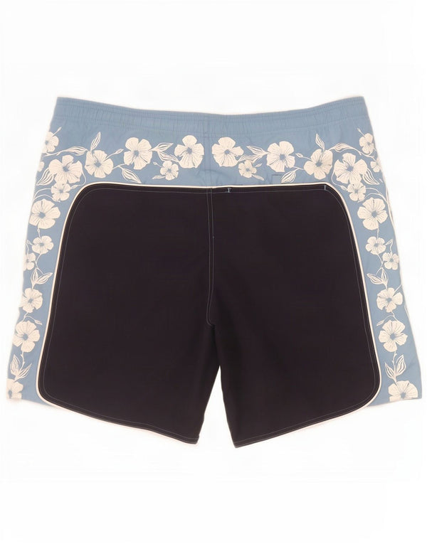Marks & Spencer Mens Swimming Shorts Medium Navy Blue Floral Polyester