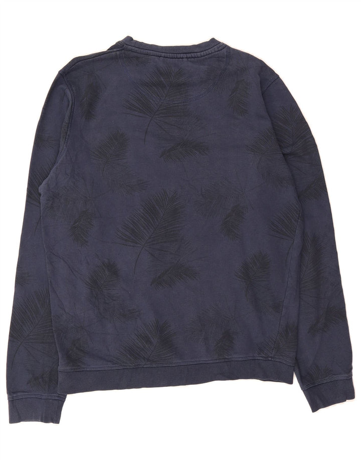 JACK & JONES Mens Abstract Pattern Sweatshirt Jumper Large Navy Blue Vintage Jack & Jones and Second-Hand Jack & Jones from Messina Hembry 