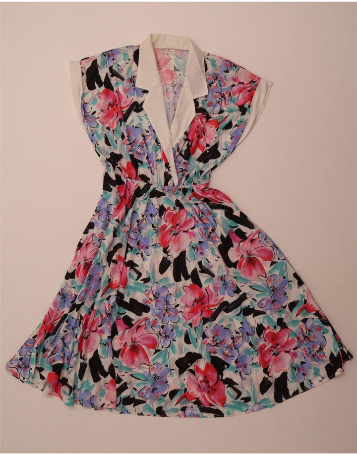 VINTAGE Womens Sleeveless A-Line Dress EU 40 Medium Multicoloured Floral