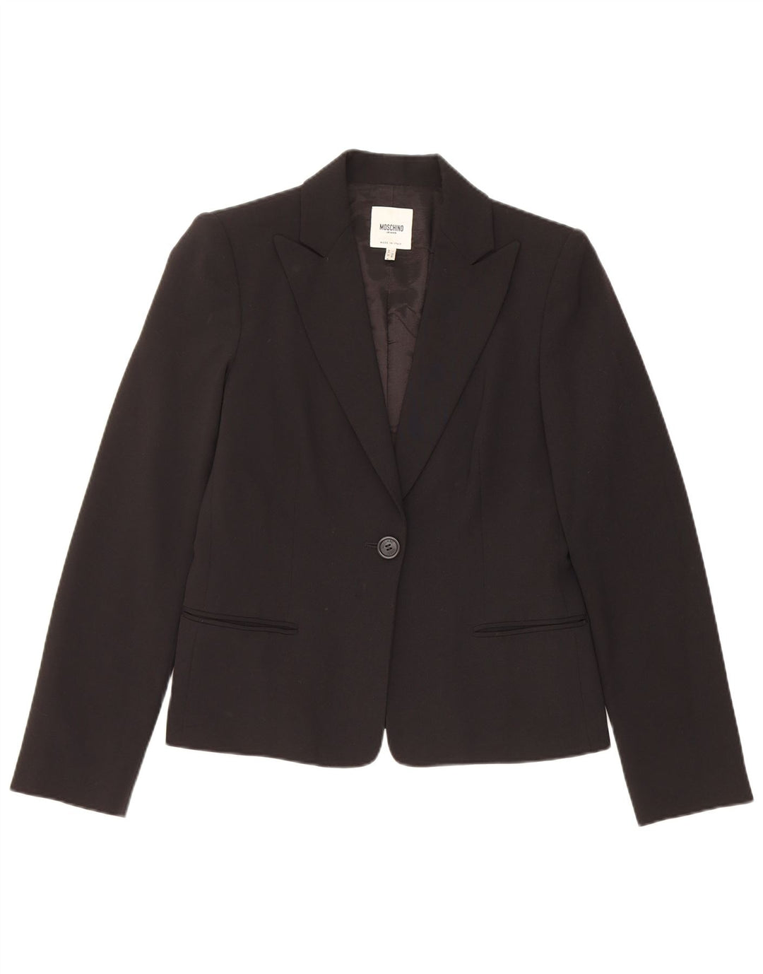 Moschino Womens 1 Button Blazer Jacket UK 14 Medium Black Polyester