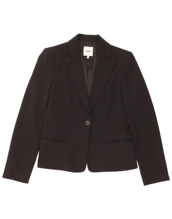 Moschino Womens 1 Button Blazer Jacket UK 14 Medium Black Polyester