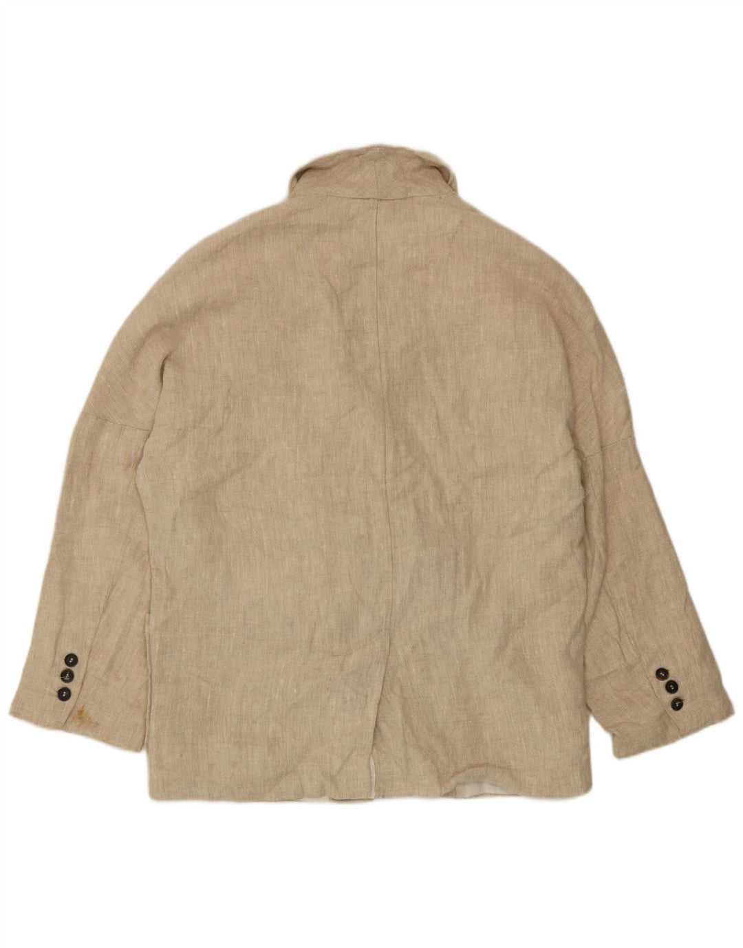 Zara Womens Double Breasted Blazer Jacket UK 14 Medium Beige Linen