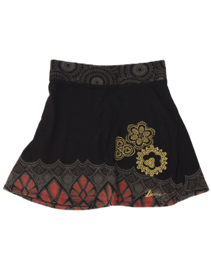DESIGUAL Womens Midi Skirt XL W36  Black Paisley
