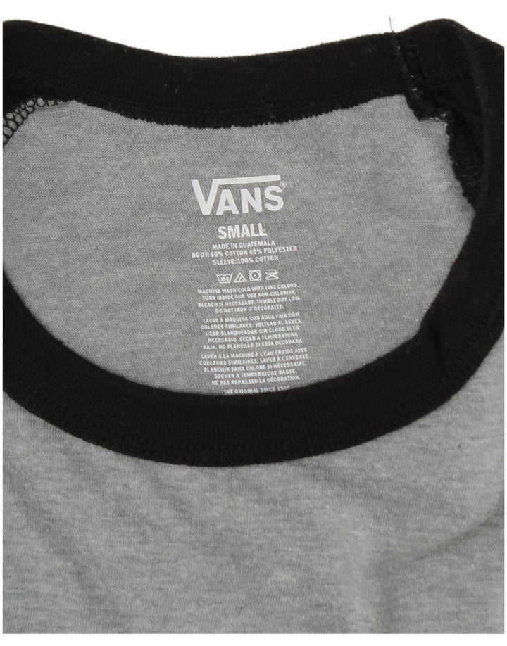 Vans Mens Graphic Top 3/4 Sleeve Small Grey Cotton