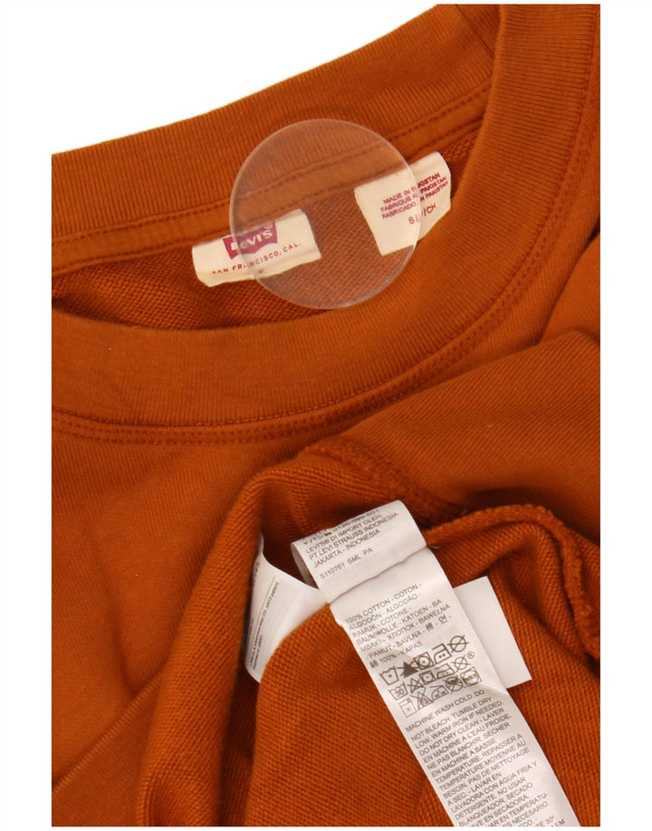 LEVI'S Womens Oversized Graphic Sweatshirt Jumper UK 10 Small Brown Cotton
