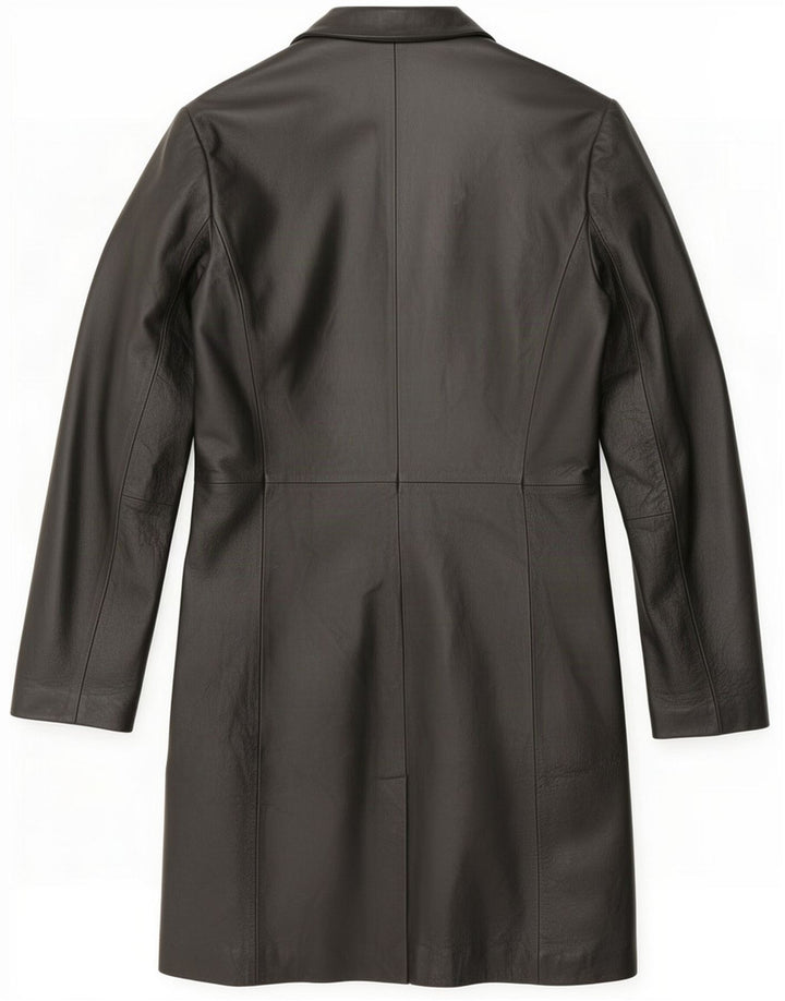 Conbipel Womens Leather Coat IT 42 Medium Black Classic