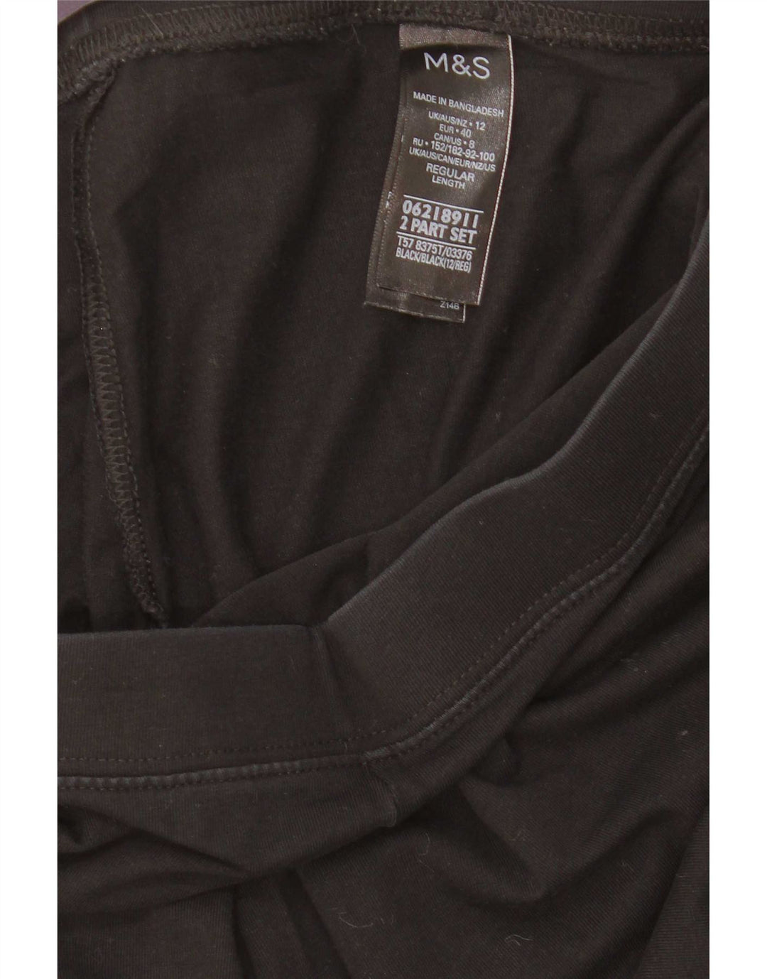 Marks & Spencer Womens Leggings UK 12 Medium Black Cotton