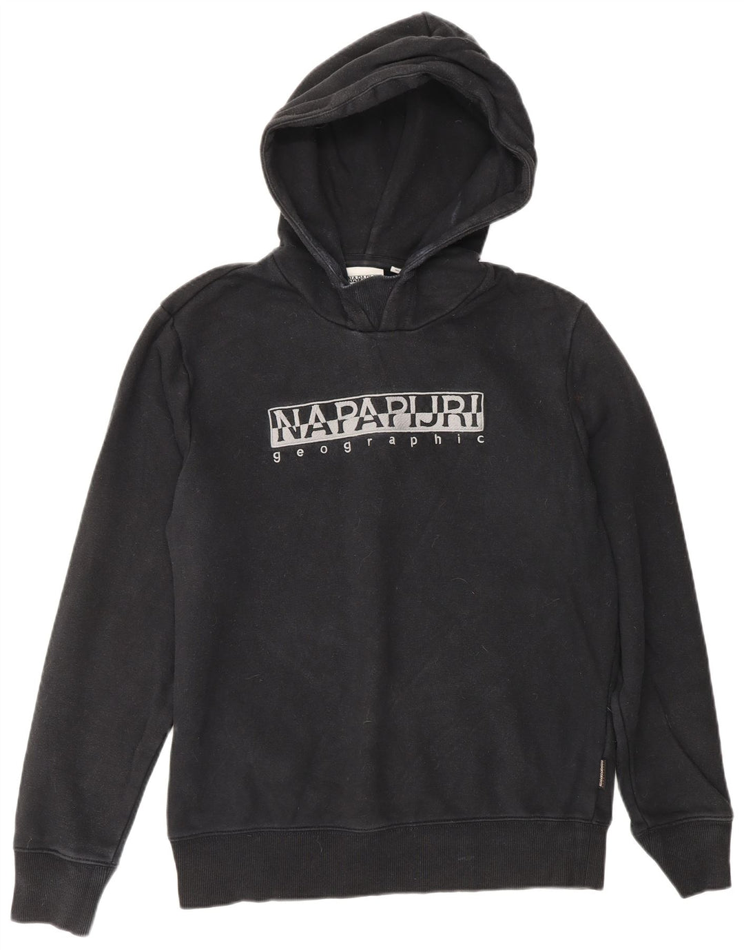 Napapijri Mens Geographic Graphic Hoodie Jumper Small Navy Blue Cotton