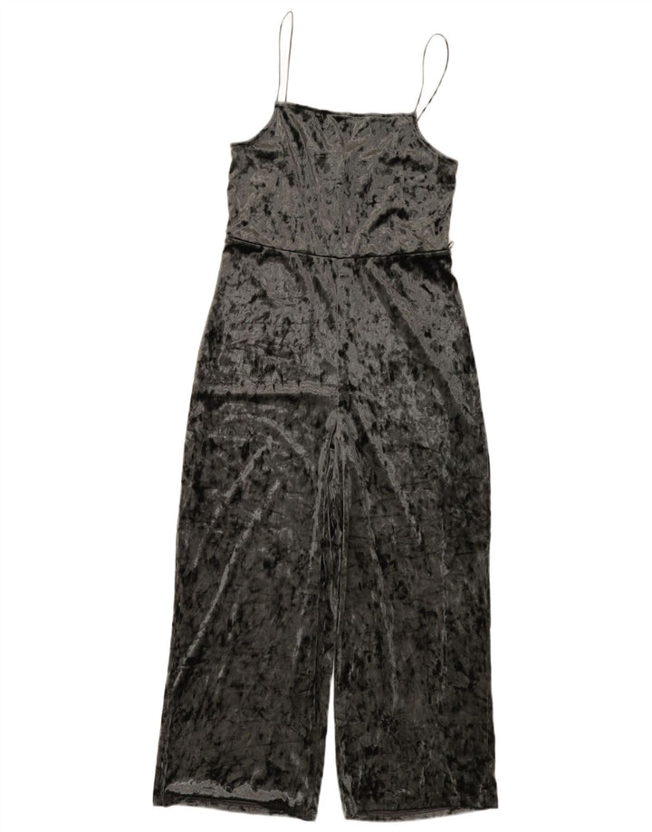 Topshop Womens Velour Jumpsuit UK 10 Small Grey Polyester