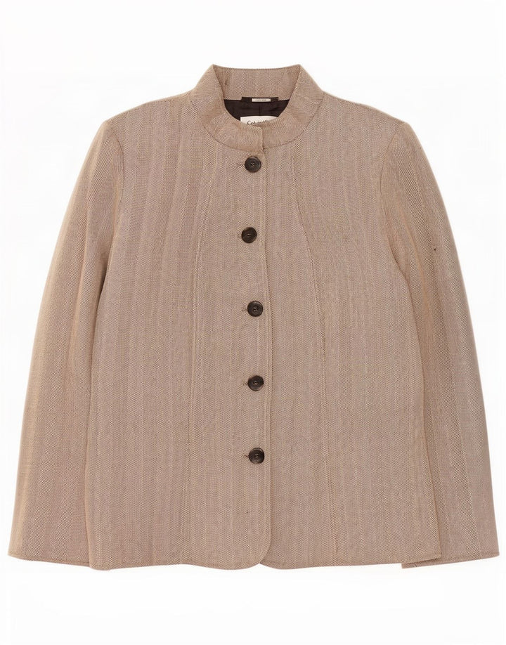 Calvin Klein Womens 5 Button Blazer Jacket US 14 XL Beige Herringbone Rayon