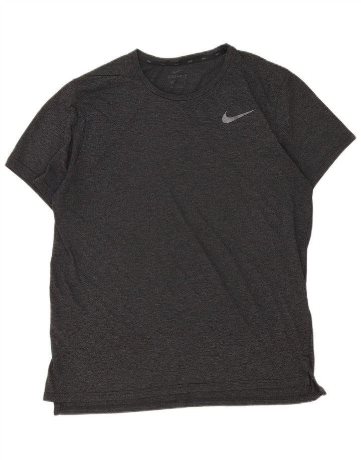 Nike Mens Dri Fit T-Shirt Top Medium Grey Polyester