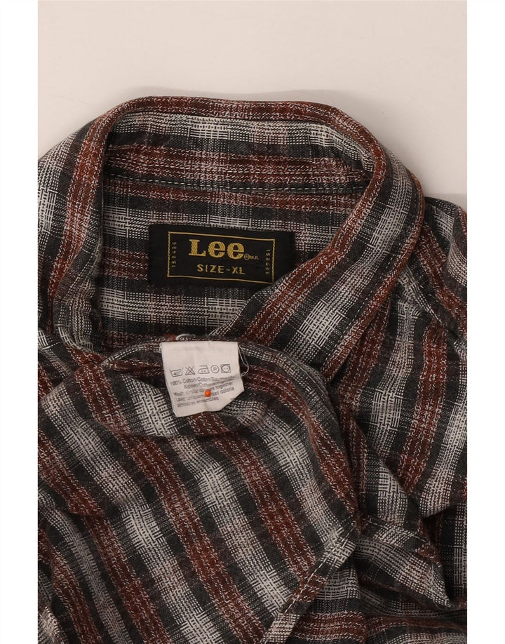 LEE Mens Flannel Shirt XL Burgundy Check Cotton