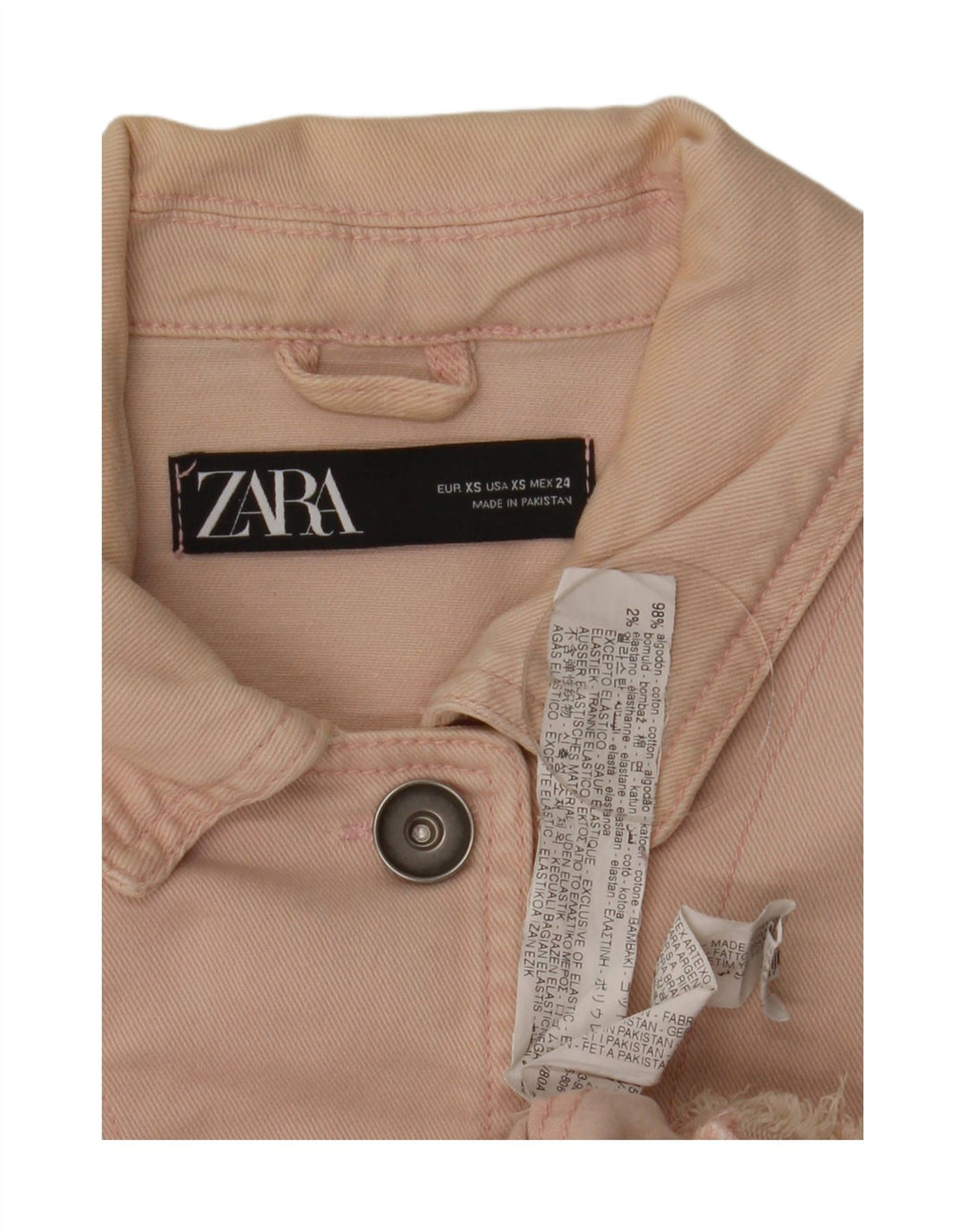 Zara Womens Oversized Denim Jacket UK 6 XS Pink Cotton