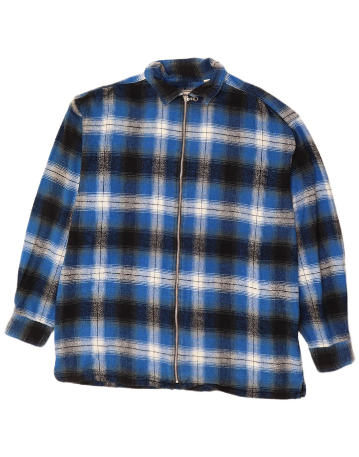 John Baner Mens Flannel Shirt Size 15 1/2 Medium Blue Check Cotton