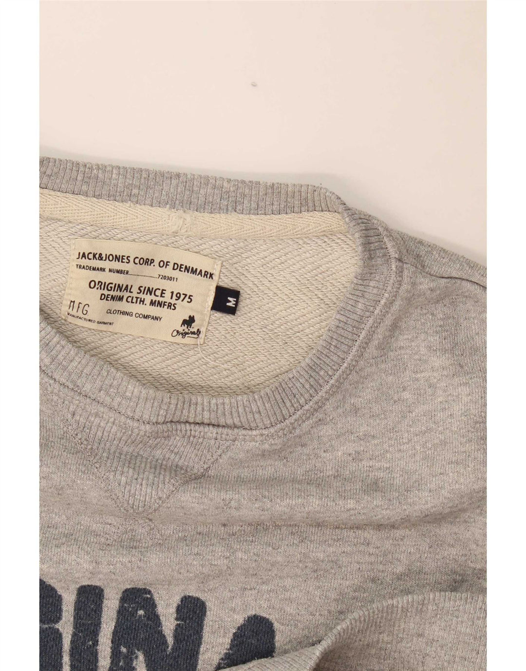 Jack & Jones Mens Graphic Sweatshirt Jumper Medium Grey Flecked