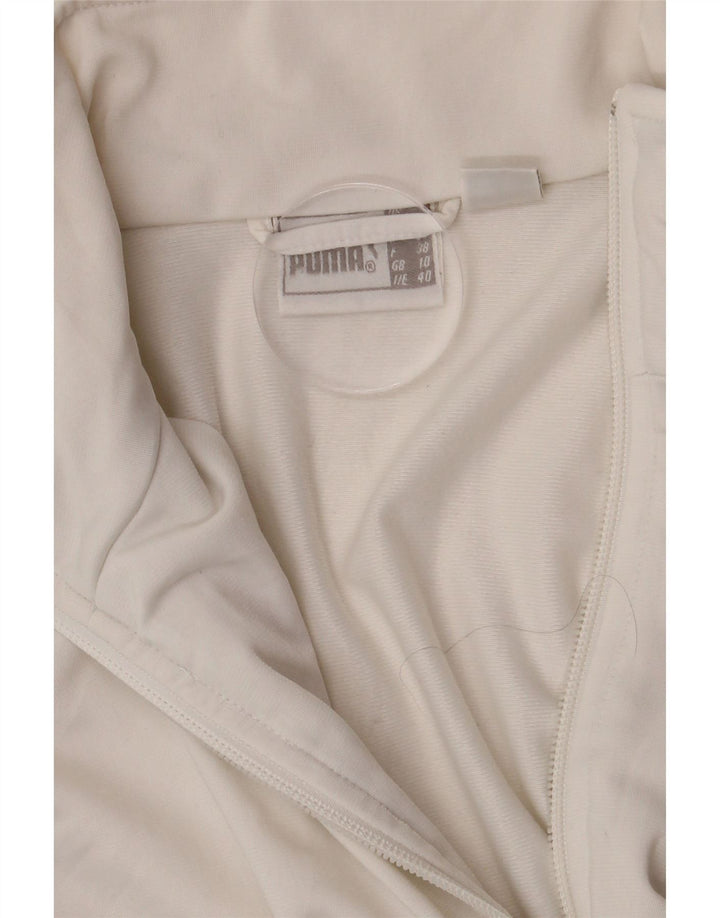 Puma Womens Tracksuit Top Jacket UK 10 Small  White Striped Polyester