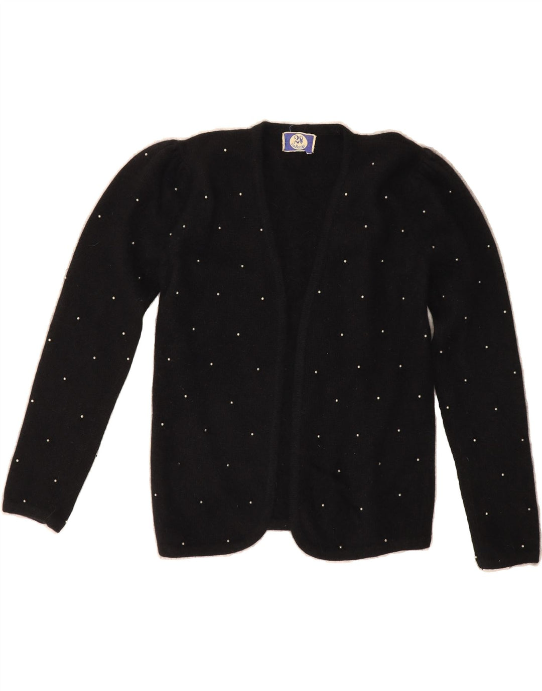 VINTAGE Womens Open Cardigan Sweater UK 14 Medium Black Lambswool Vintage Vintage and Second-Hand Vintage from Messina Hembry 