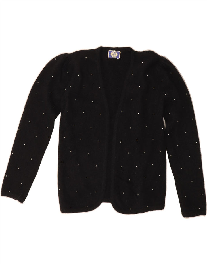 VINTAGE Womens Open Cardigan Sweater UK 14 Medium Black Lambswool Vintage Vintage and Second-Hand Vintage from Messina Hembry 